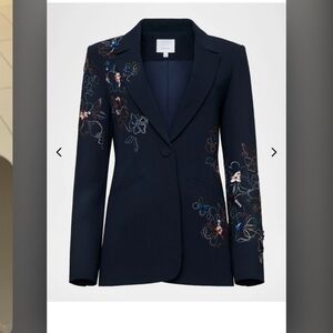 Cinq à Sept Black Floral Embroidered Blazer